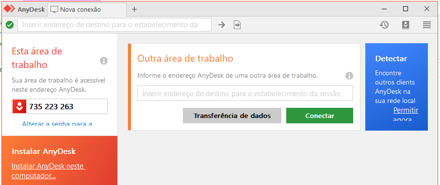 tela inicial do anydesk